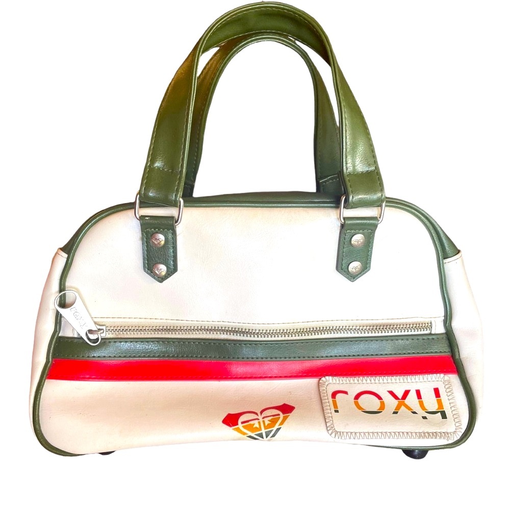 Vintage Roxy Bowler Bag style mini purse in retro stripe - Picture 1 of 15
